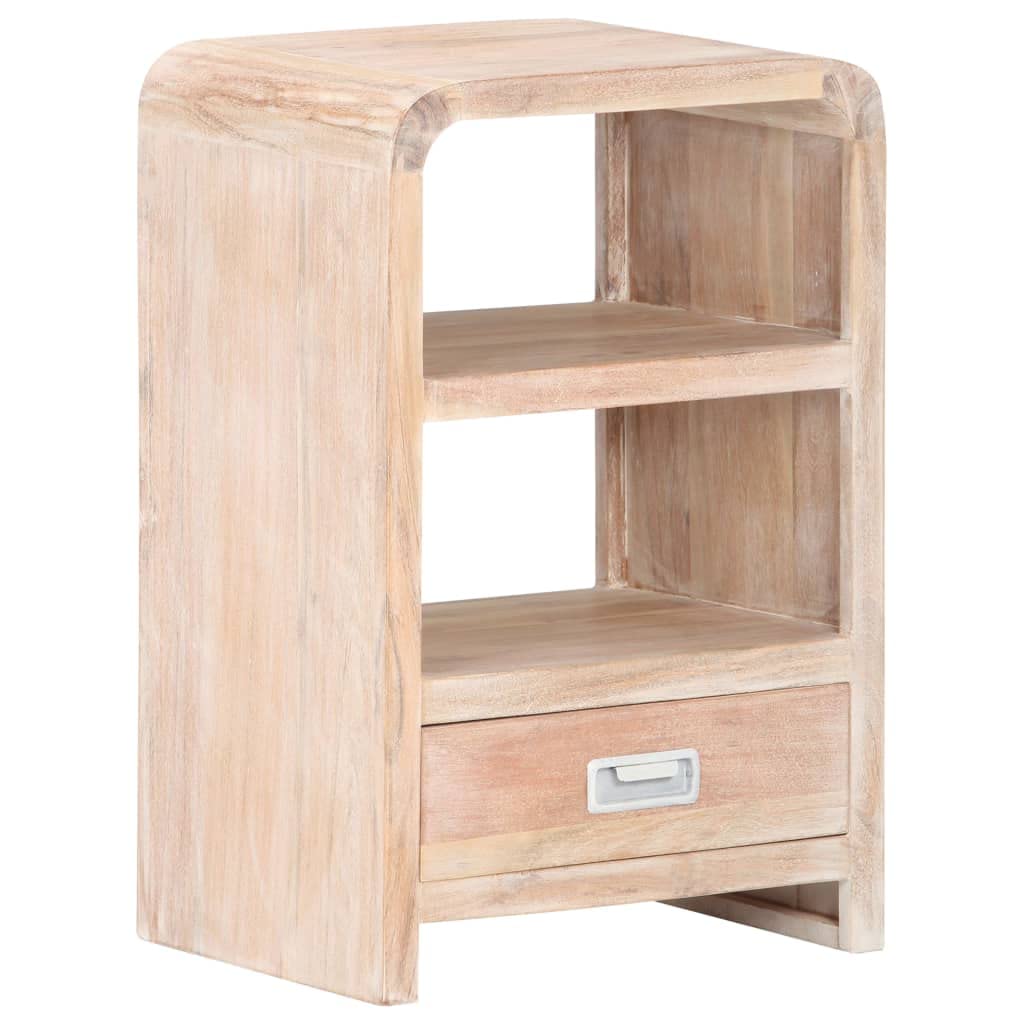 vidaXL Solid Acacia Wood Bedside Table Side End Cabinet Nightstand White/Brown